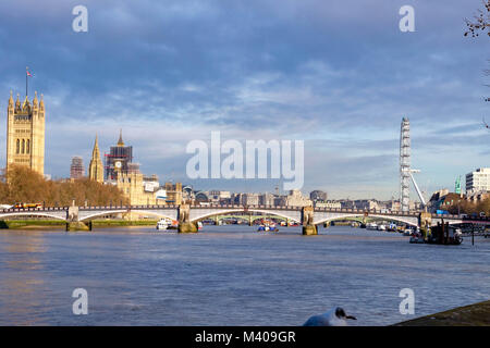 palace of Westminster river thames view from south bank Stock Photo