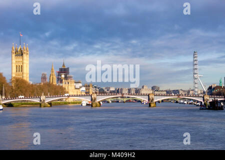 palace of Westminster river thames view from south bank Stock Photo
