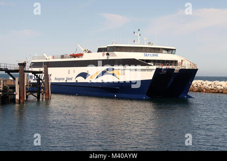 Spirit of Kangaroo Island ferry arriving at Cape Jervis Stock Photo