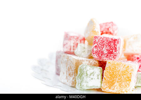 Tasty Turkish delight isolated on white background Stock Photo