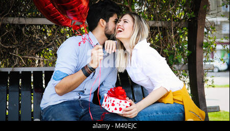 summer holidays, celebration and dating concept - happy couple Stock Photo