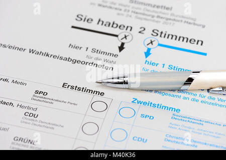 Ballot in the federal elections., Stimmzettel zur Bundestagswahl Stock Photo