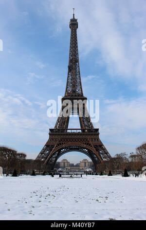 February 2018 saw the the biggest snowfall in Paris since 1987. Stock Photo