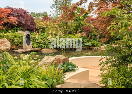 At One With... Show Garden at RHS Malvern Spring Festival 2017 designed by Peter Dowle, Gold medal winner and best in show Stock Photo