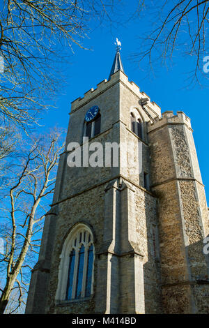 The tower of St Peter's Church, Wilburton, Cambridgeshire, England Stock Photo