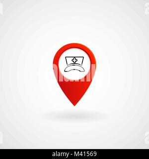 Red Location Icon for Hospital, Vector, Illustration, Eps File Stock Vector