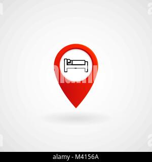 Red Location Icon for Hotel Room, Vector, Illustration, Eps File Stock Vector