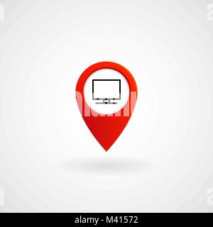 Red Location Icon for Computer Center, Vector, Illustration, Eps File Stock Vector