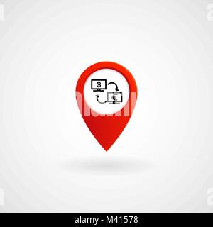 Red Location Icon for Currency Exchange, Vector, Illustration, Eps File Stock Vector