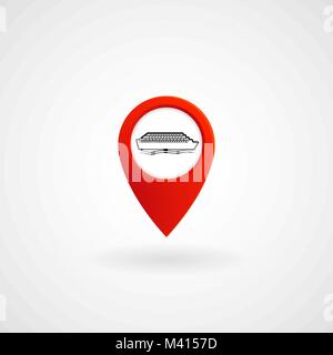 Red Location Icon for Ferry, Vector, Illustration, Eps File Stock Vector