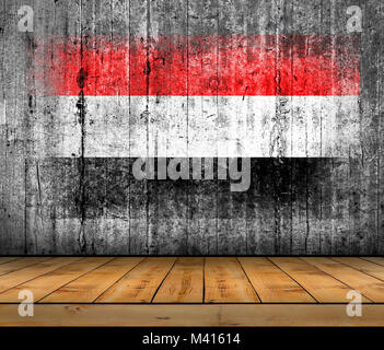 Yemen flag painted on old wood plank. Patriotic background. National ...