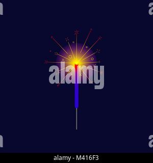 Glowing bengal fire icon, party sparkler. Vector illustration. Stock Vector
