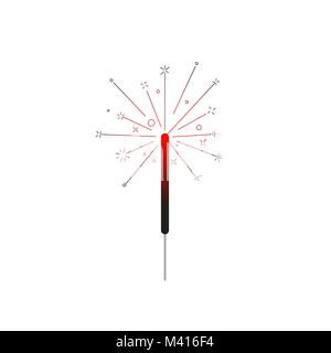 Glowing bengal fire icon, party sparkler. Vector illustration. Stock Vector