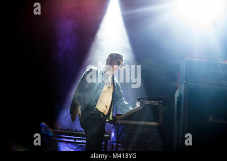 Norway, Bergen - February 10, 2018. The Norwegian punk rock band Turbonegro performs a live concert at USF Verftet in Bergen. Here musician Haakon-Marius Pettersen is seen live on stage. (Photo credit: Gonzales Photo - Jarle H. Moe). Stock Photo