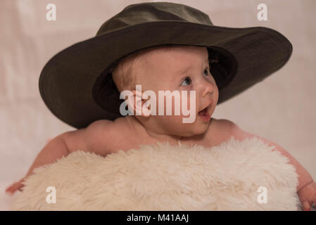 cute baby with cowboy hat Stock Photo