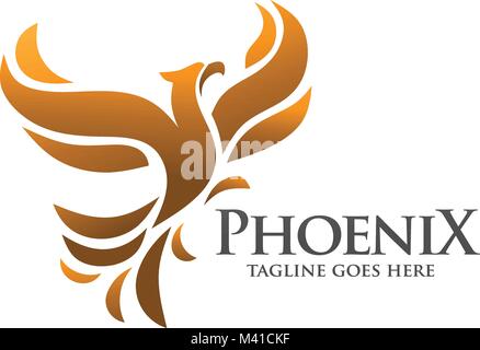 elegant phoenix, fire bird, legend, hawk, eagle logo concept Stock Vector