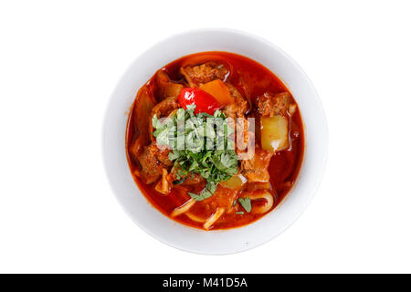 National lagman dish on white background. Isolated. Stock Photo