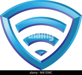 Wi-Fi isometric Icon shield 3d vector concept Stock Vector