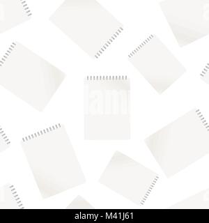 Realistic template notepad with spiral seamless pattern background ...