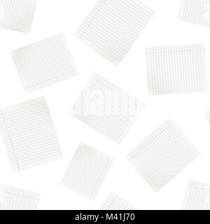 Realistic line paper sheet seamless pattern background. Business flat vector illustration. Office stationery notebook concept sign symbol pattern. Stock Vector
