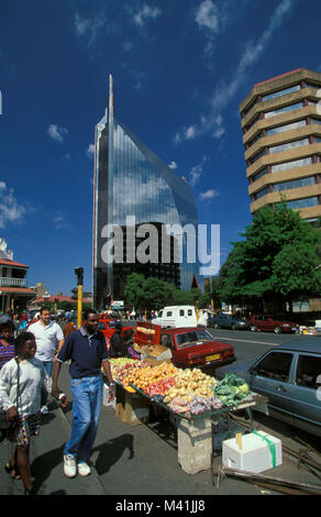 South Africa. Johannesburg. City centre. Left business centre Diamond Centre. Right Stock exchange. Stock Photo