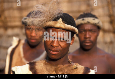 South Africa. Near Pretoria. Men of Zulu tribe. Stock Photo