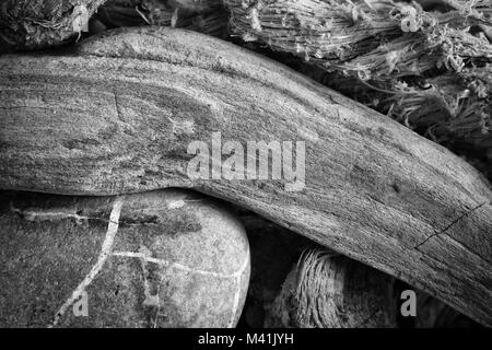 Still life of Beach objects taken in Black and White. Stock Photo