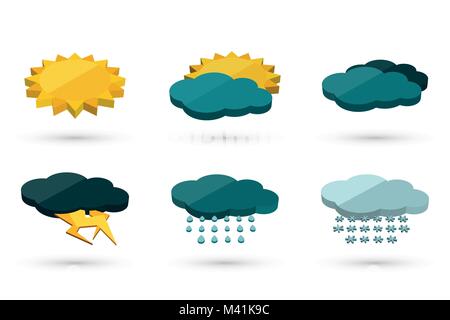 3D graphic weather icons set Stock Vector