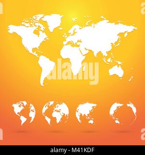 globes planet earth with all continents and world map Stock Vector
