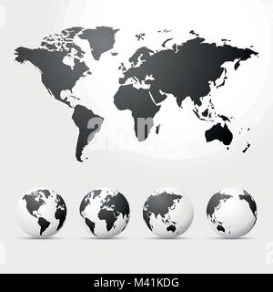 globes and map of world Stock Vector