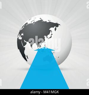 world map and blue arrow Stock Vector