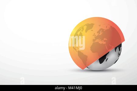 black globe with a round orange shield Stock Vector