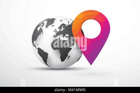black earth with pin mark Stock Vector