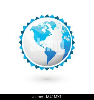 blue globe world map america Stock Vector