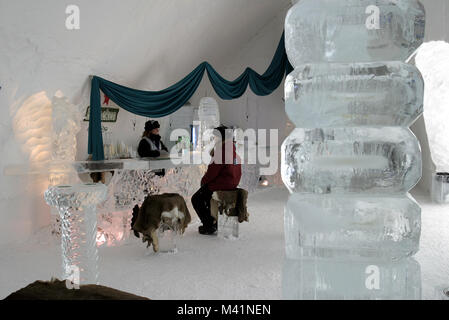 Canada, Quebec Province, Ice Hotel of Duchesnay touristic station, disco bar Stock Photo