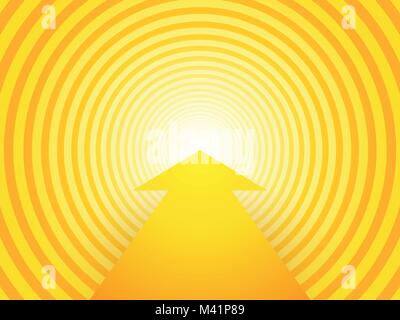 Yellow circular background with arrow Stock Vector