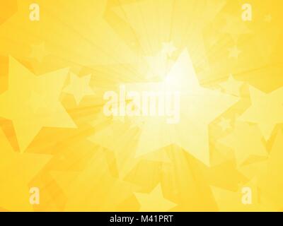 sun rays and stars yellow background Stock Vector