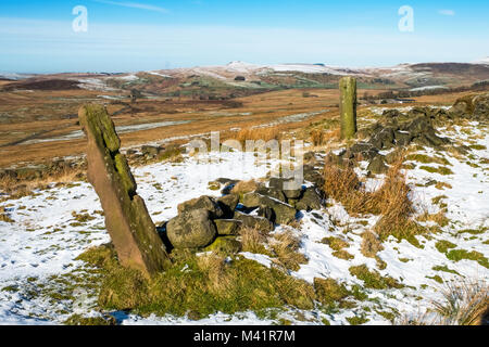 The Staffordshire Moorlands in winter, Peak District National Park,UK. Shutlinsloe in the distance. Stock Photo