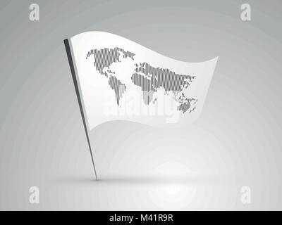 World map on the flag Stock Vector
