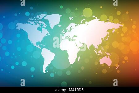 World map abstract bokeh background Stock Vector