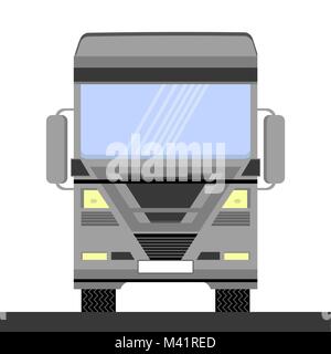 Grey Container Truck Icon on White Background. Front View. Cargo Delivery. Car Eurotrucks Delivering Vehicle Stock Vector