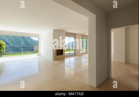 Interior apartment with garden, empty large room Stock Photo