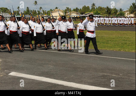 Tuvaluans parade through Funafuti during annual Independance Day celebrations Stock Photo