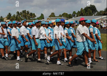 Tuvaluans parade through Funafuti during annual Independance Day celebrations Stock Photo