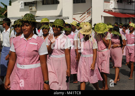 Tuvaluans parade through Funafuti during annual Independance Day celebrations Stock Photo