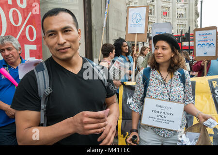 Percy, one of the four cleaners sacked on the orders of Sotheby's after taking part in a protest calling for proper sick pay for outsourced cleaners and porters at the wealthy art auction house.8 Stock Photo