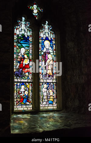 Beautiful stained glass window in an English Church Stock Photo