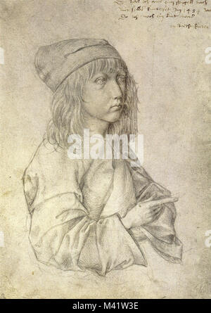 Albrecht Dürer, Self-portrait silverpoint drawing by the thirteen-year-old Dürer, 1484 Stock Photo