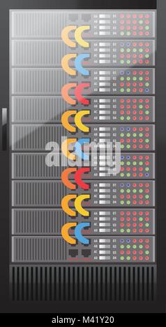 Realistic network server with high detailed illustrated. Vector Illustration. Stock Vector
