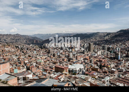 A panoramic view of the city of La Paz, Bolivia taken from El Alto Stock Photo
